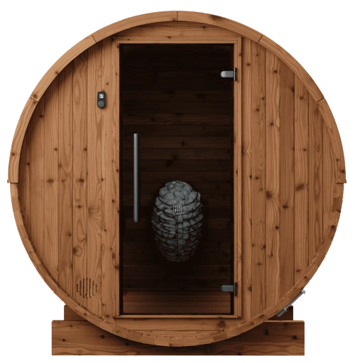 barrel traditional sauna with glass door 