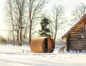 Thermory Outdoor Sauna in the winter
